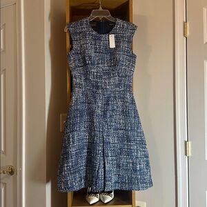 Brooks Brothers Blue and White Tweed A-line Dress